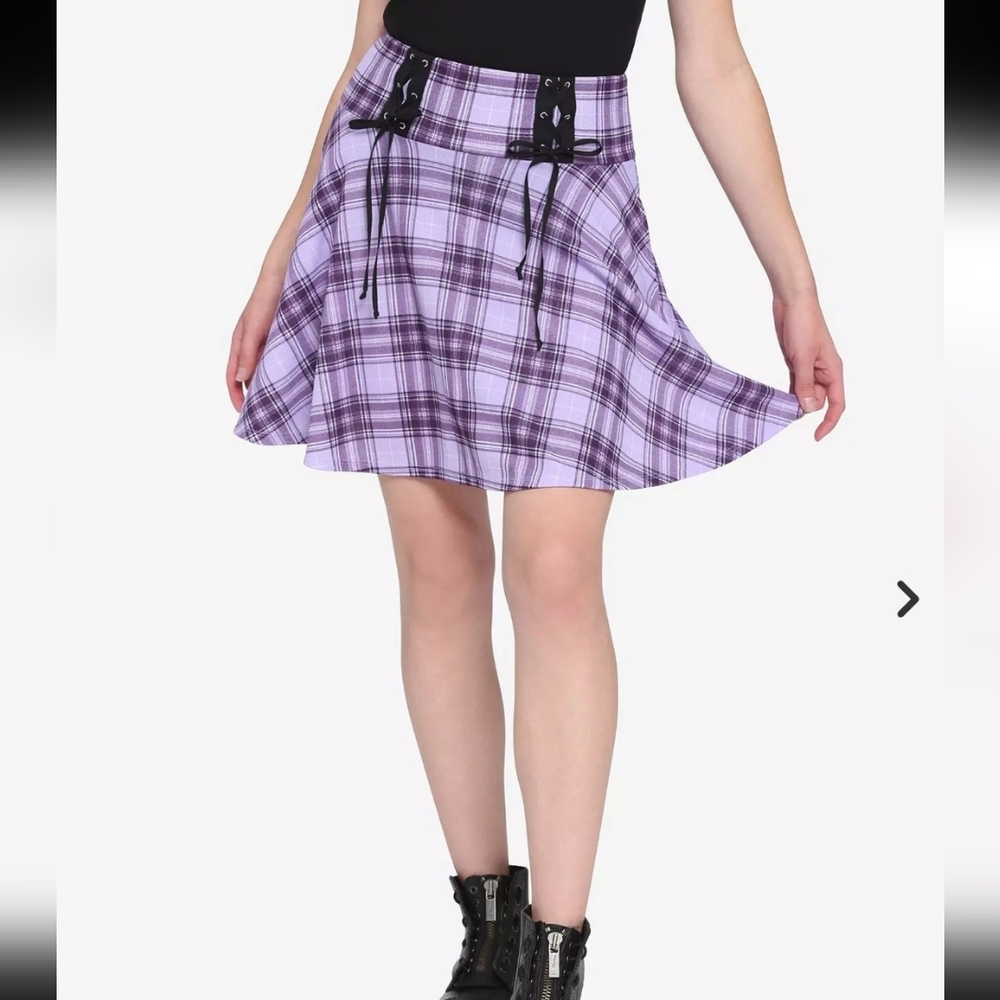Midnight Hour S/M Vintage Inspired Witchy Plaid Purple Skirt